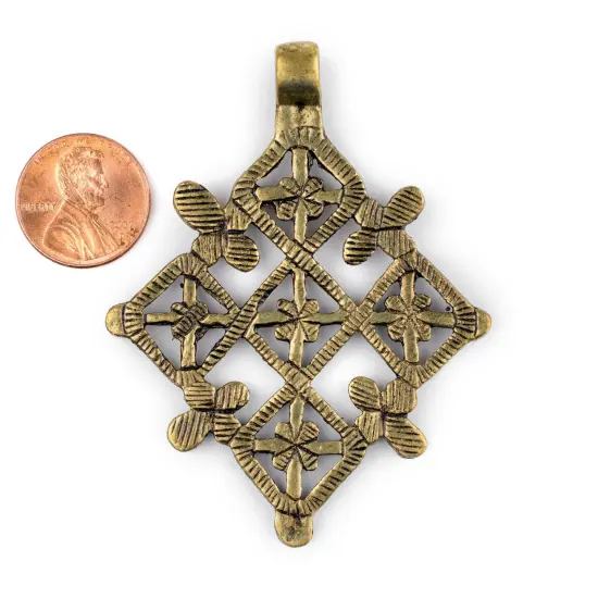 The Bead Chest Brass Ethiopian Coptic Cross Pendant, African Abyssinian Design, Orthodox Christian Pendant for Jewelry {2}