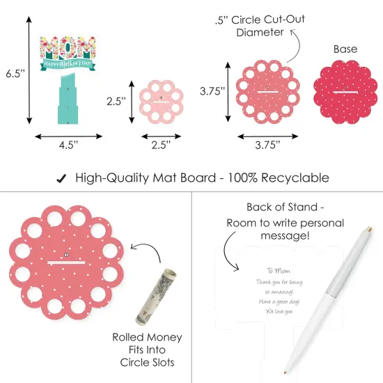 Big Dot of Happiness Colorful Floral Happy Mother's Day - DIY We Love Mom Party Money Holder Gift - Cash Cake {4}