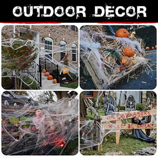 900 sqft Spider Webs Halloween Decorations Bonus with 30 Fake Spiders, Super Stretch Cobwebs for Halloween Indoor and Outdoor Party Supplies {5}