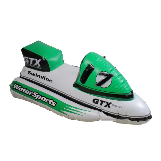 Swim Central 51" Inflatable Green GTX Power Water Bike Swimming Pool Ride on Float White {1}