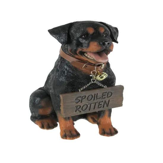Buddy Rottweiler Guard Dog Indoor Outdoor Statue with Reversible Message Sign {1}