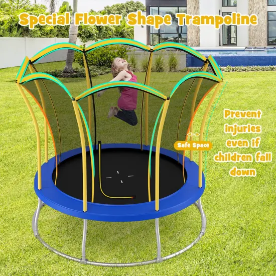 Unique Flower Shape Trampoline with Galvanized Steel Frame Yellow {4}