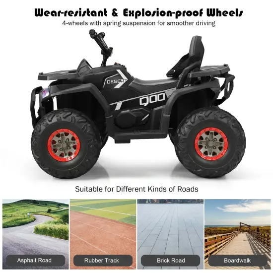 12 V Kids Electric Four Wheeler with 2 Powerful Drive Motors and Wear-Resistant Wheels Black {5}
