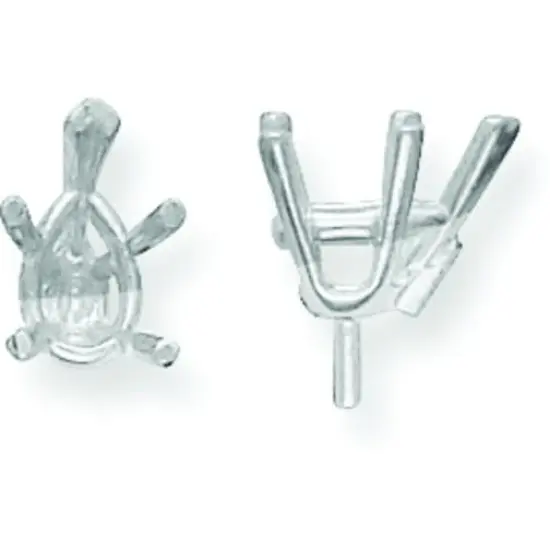 14K White Gold 5 Prong Pear Peg V-End Setting 12x8mm {1}