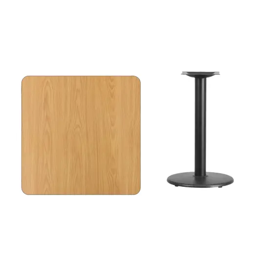 Emma and Oliver 30" Square Laminate Table Top with 18" Round Table Height Base Black {12}