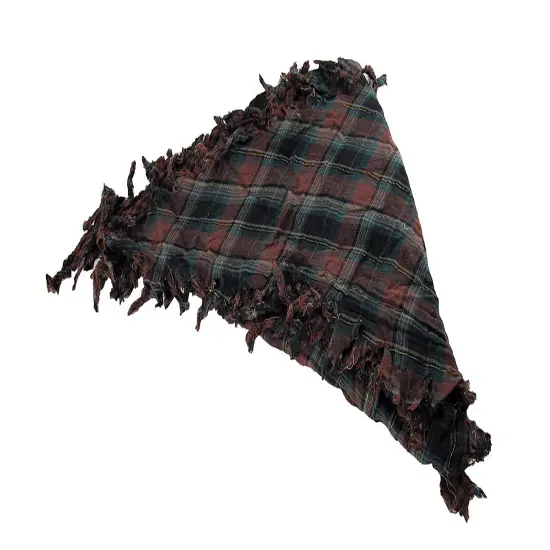 Brown Plaid Triangular Reversible Neck Scarf Tartan {3}