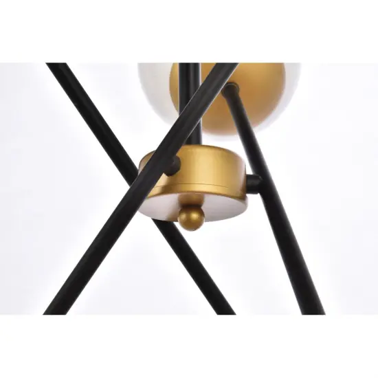 Axl 24 inch pendant in black and brass with white shade {4}