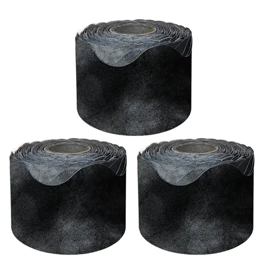 Chalkboard Rolled Scalloped Borders, 65 Feet Per Roll, Pack of 3 {1}