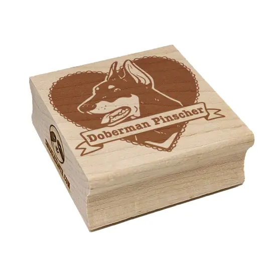 Doberman Pinscher Dog Heart Square Rubber Stamp for Stamping Crafting {1}