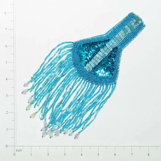 Designer Epaulet Sequin Applique/Patch AquaBlue {1}