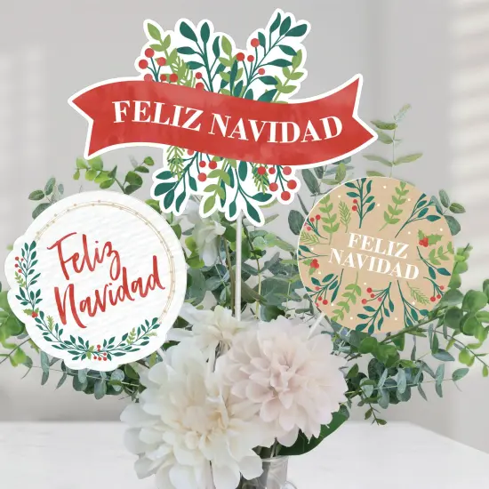 Big Dot of Happiness Feliz Navidad - Holiday and Spanish Christmas Party Centerpiece Sticks - Table Toppers - Set of 15 {1}