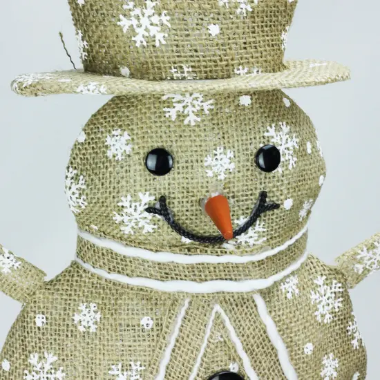 Northlight 24" Brown and White Lighted Snowflake Standing Snowman Christmas Outdoor Decor {4}