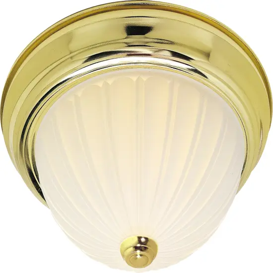 Nuvo 2-Light 11" Flush Mount w/ Frosted Melon Glass in Polished Brass Finish {1}