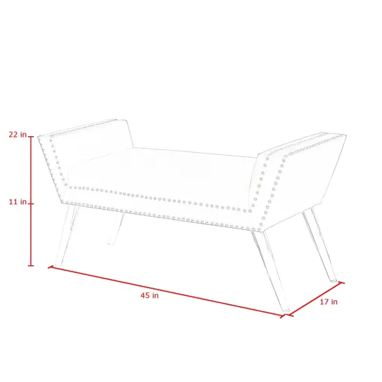 Lexi Velvet Nailhead Trim Acrylic Leg Ottoman Bench Grey {6}