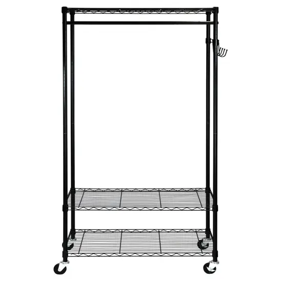 Oceanstar Garment Rack with Adjustable Shelves with Hooks Black {5}