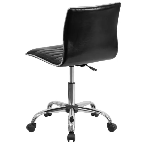 Merrick Lane Amelie Home Office Chair Ergonomic Executive Ribbed Low Back Armless Computer Desk Chair - Base, Frame & Border BlackVinyl/Chrome {4}