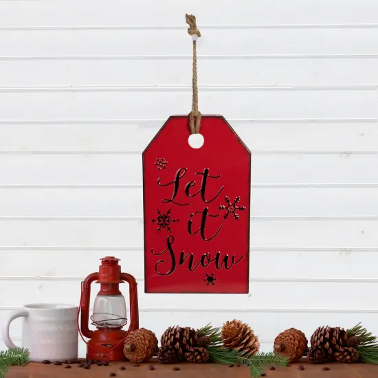 Northlight "Let It Snow" Metal Christmas Wall Sign - 12" Red {3}