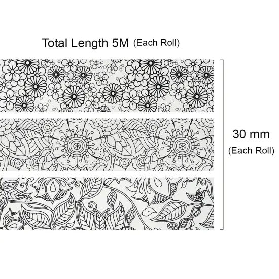 Wrapables Coloring Washi Masking Tape, 30mm x 5M, Set of 3 {4}