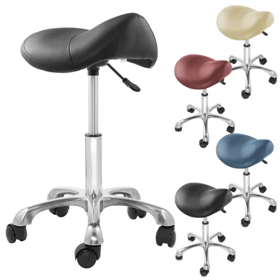 Saloniture Professional Ergonomic Saddle Stool - Adjustable Hydraulic Seat, Rolling Spa Salon, Massage, and Medical Office Chair with Swivel Wheels {7}