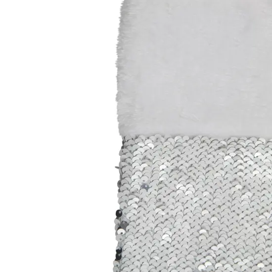 Northlight 19" White and Silver Sequin Christmas Stocking With White Faux Fur Cuff {6}