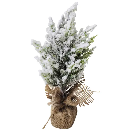Northlight Heavily Flocked Pine Tree in Burlap Base Christmas Decoration - 9.5" Green {1}