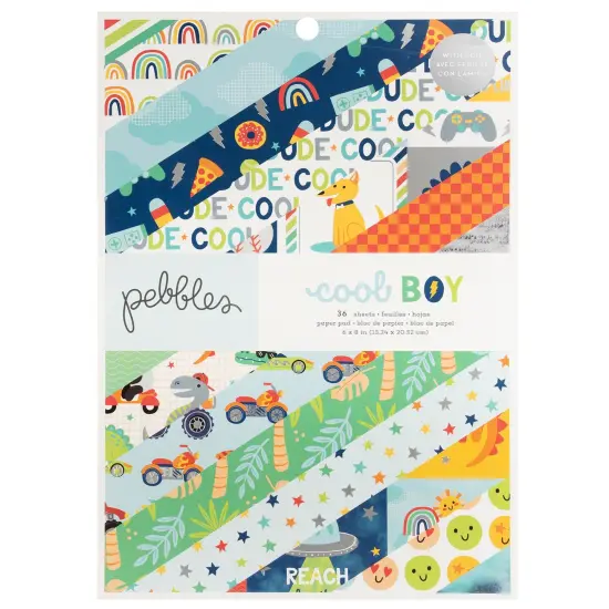 Pebbles Single-Sided Paper Pad 6"X8" 36/Pkg-Cool Boy {1}