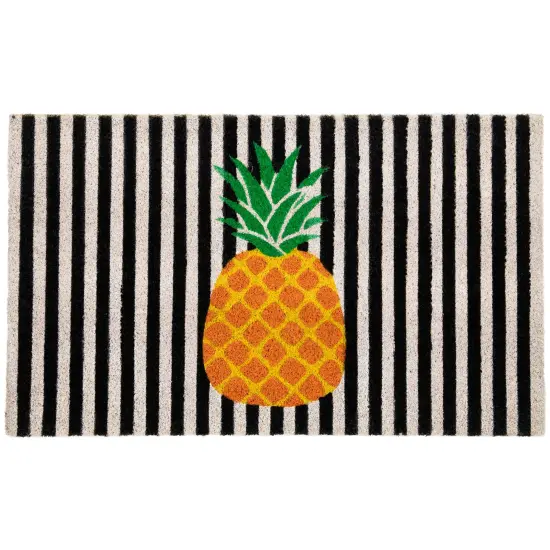 Northlight Ivory and Orange Pineapple Striped Natural Coir Outdoor Summer Doormat 18" x 30" {1}