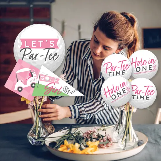 Big Dot of Happiness Golf Girl - Pink Birthday Party or Baby Shower Centerpiece Sticks - Showstopper Table Toppers - 35 Pieces {4}
