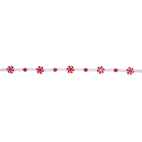 Northlight 9' Red and White Peppermint Candy Beaded Christmas Garland, Unlit {6}