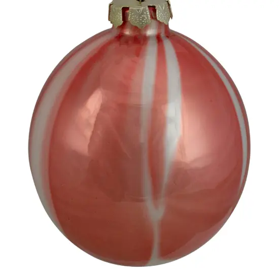 Northlight 4" Red and White Marbled Glass Christmas Ornament {5}