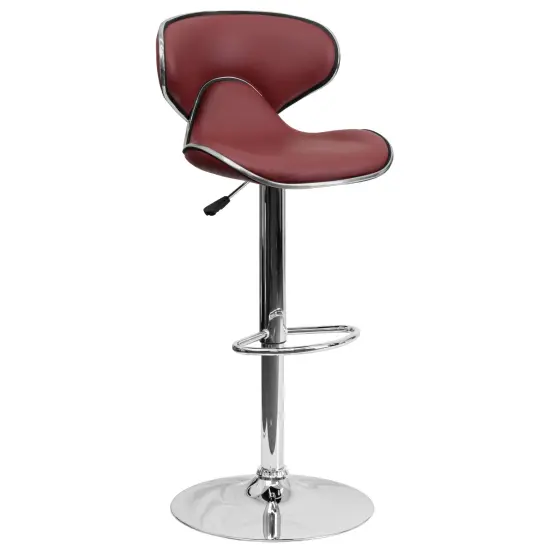 Emma and Oliver Contemporary Cozy Mid-Back Vinyl Adjustable Height Barstool Burgundy {1}