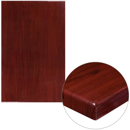 Emma and Oliver 30"x48" High-Gloss Resin Table Top with 2" Thick Drop-Lip Walnut {5}