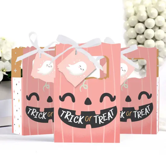 Big Dot of Happiness Pastel Halloween - Pink Pumpkin Party Favor Boxes - Set of 12 {4}