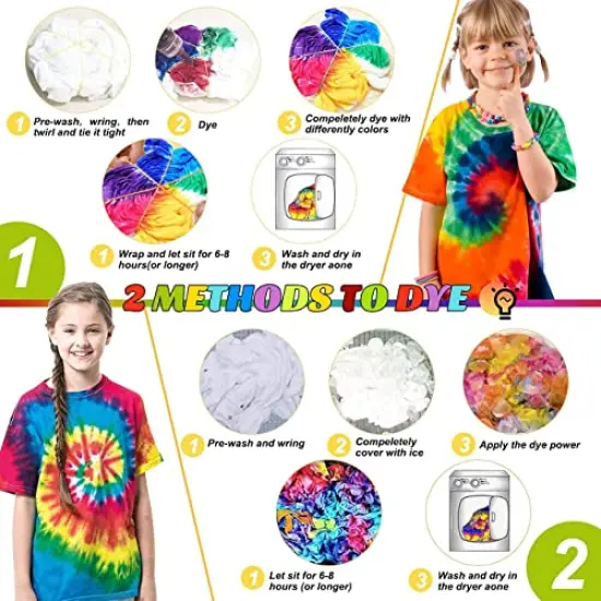 DIY Tie Dye Kits, Emooqi 15 Colours Vibrant Tie Dye Kits with Rubber Bands Gloves Sealed Bag Apron and Table Covers for Arts and Crafts Fabric Textile Party DIY Handmade Project {3}