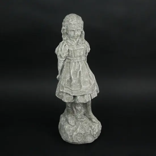 Alice in Wonderland Light Gray Finish Solid Cement Statue 19.5 Inches High {5}