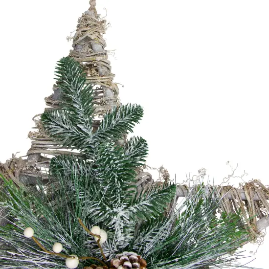 Northlight Frosted Mixed Pine Hanging Star Christmas Ornament - 24" - Green, Gray and Brown {4}