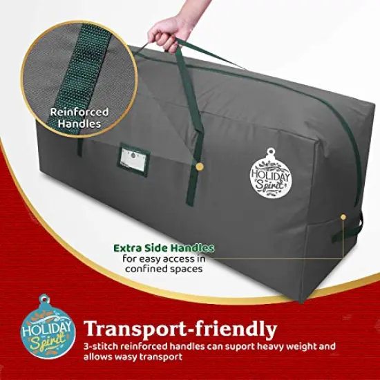 Christmas Tree Storage Bag - Heavy-Duty Tree Bag with Durable Reinforced Handles & Zipper, Waterproof Storage Bag Protects from Moisture & Dust (Fits a 9FT Tree, Charcoal) {6}