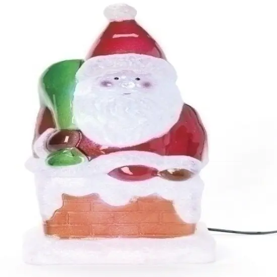 Roman 12" Red and White LED Lighted Color Changing Santa Claus in Chimney Christmas Figure {1}