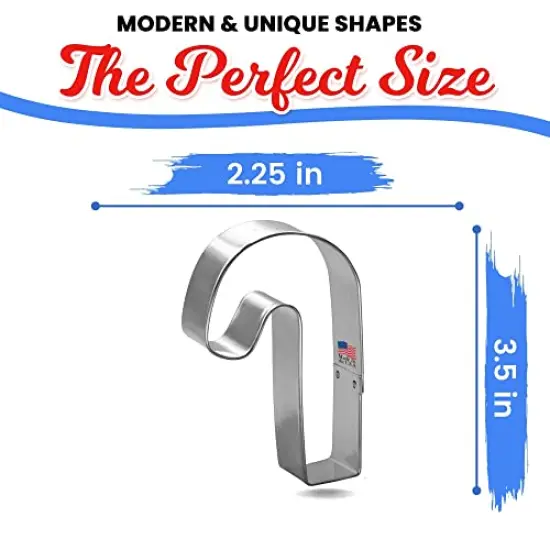 Candy Cane Cookie Cutter 3.5 in, CookieCutter.com, Tin Plated Steel, Handmade in the USA {3}