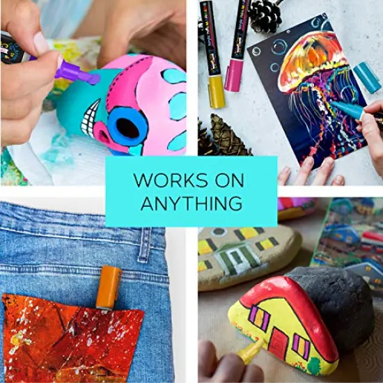 CHALKY CROWN Acrylic Paint Markers - Acrylic Paint Pens for Rock Painting, Stone, Ceramic, Glass, Wood, Canvas - Reversible Tip Paint Pens- 6mm (12 Pack) {6}