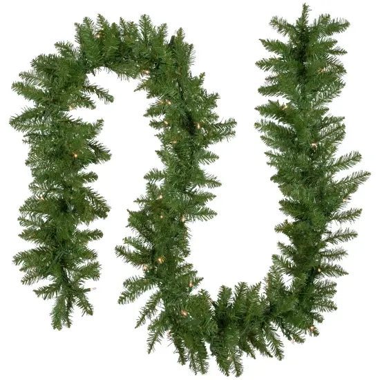 Northlight Pre-Lit Northern Pine Artificial Christmas Garland - 9' x 10" - Clear Lights Green {1}