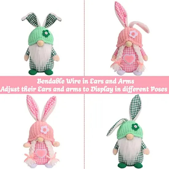 Easter Gnomes Decorations, 2 Pcs Plush Easter Bunny Handmade Swedish Tomte Elf Stuffed Doll Rabbit Gifts Cute Easter Faceless Dwarf Bunny Household Ornaments, Home Decor {6}