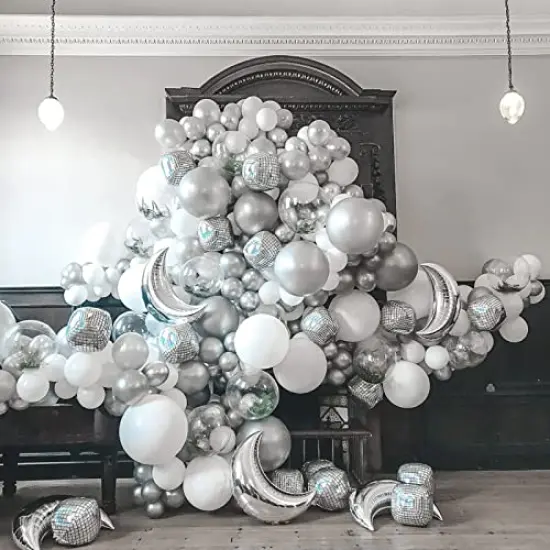 129pcs Metallic Silver Balloon Kit - Latex Balloons in Different Sizes (18, 12, 10, 5 Inches) for Birthday Parties, Graduation, Baby Showers, Weddings, Holidays, and Easter Decorations {3}