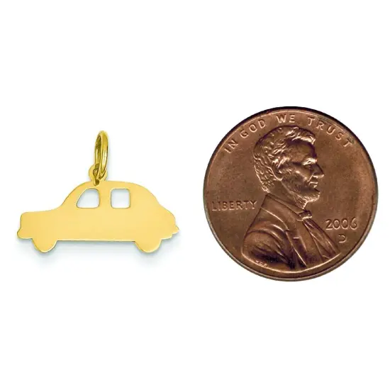 14K Yellow Gold Compact Car Charm Pendant Jewelry 15mm x 19mm {2}