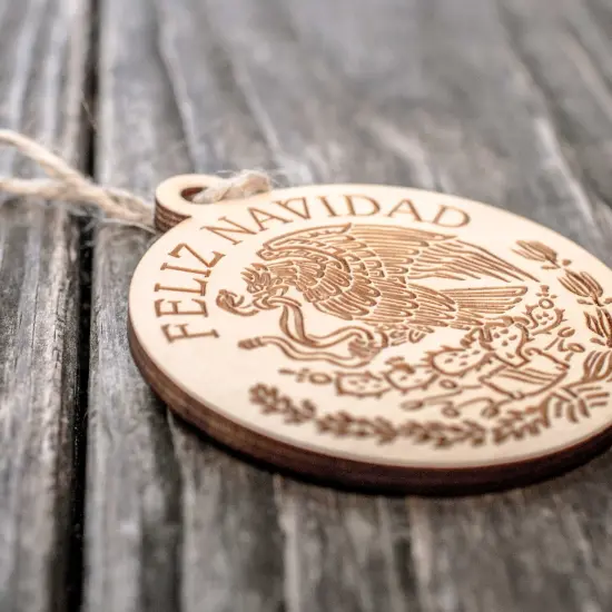 Ornament - Feliz Navidad - Raw Wood 3x3in {2}