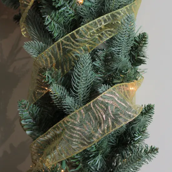 Northlight Pack of 12 Sparkling Gold Lines Wired Christmas Craft Ribbons - 2.5" x 120 Yards {4}