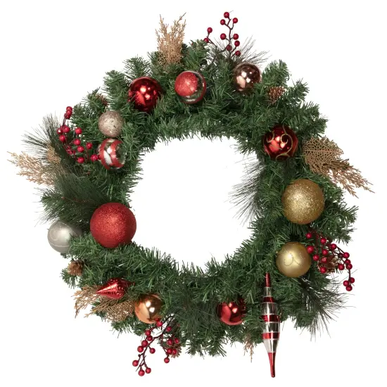 Northlight Green Mixed Foliage and Ornaments Artificial Christmas Wreath - 30" - Unlit {1}