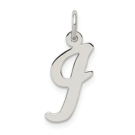 Sterling Silver Medium Script Initial Letter I Charm Jewerly 18mm x 8mm {1}