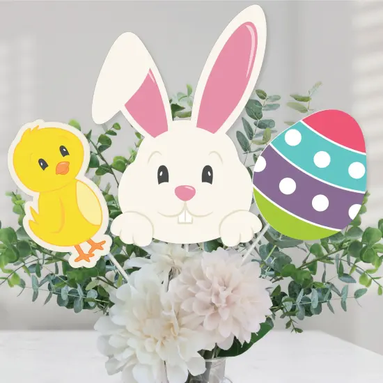 Big Dot of Happiness Hippity Hoppity - Easter Bunny Party Centerpiece Sticks - Table Toppers - Set of 15 {1}
