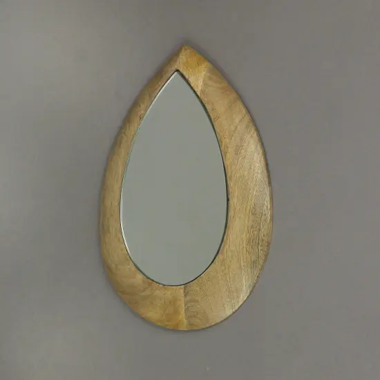 11 Inch Wood Frame Teardrop Decorative Wall Mirror Home Hanging Bathroom Decor {5}